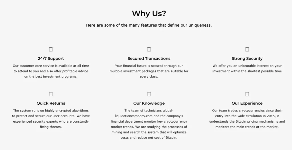 Global Liquidation Company 2 screen