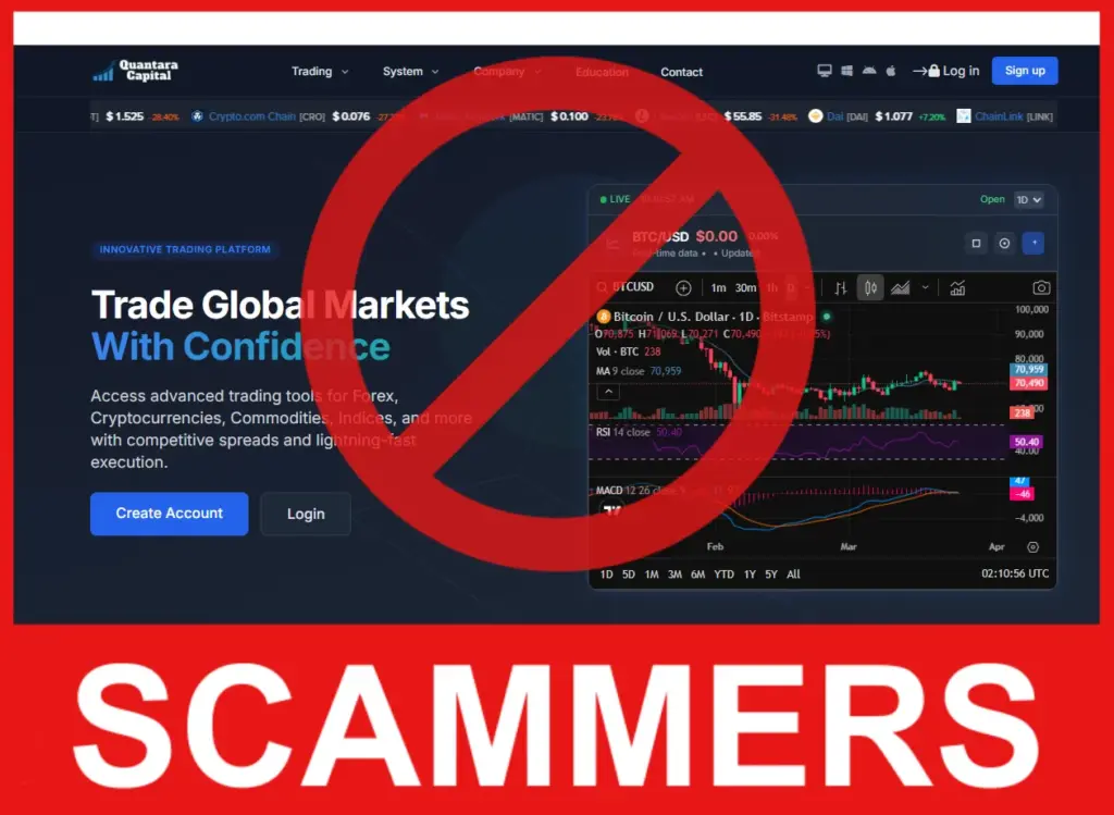 Quantara Capitals face screen