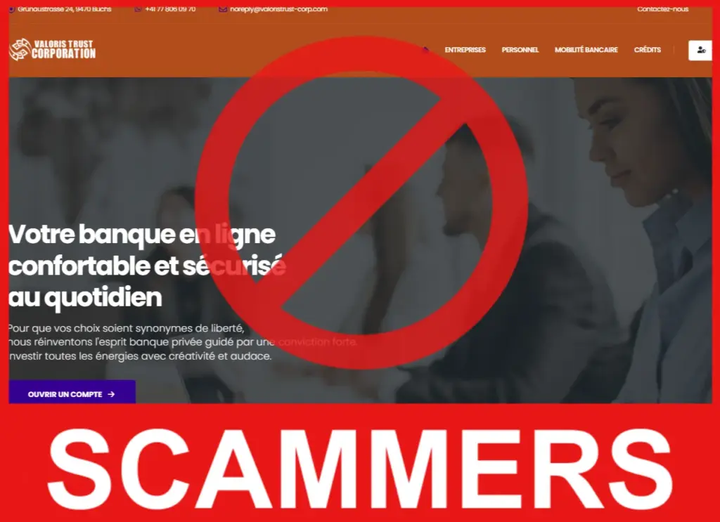 Valoris Trust Corporation face screen