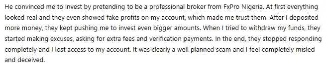 Fake FxPro Nigeria 1 screen