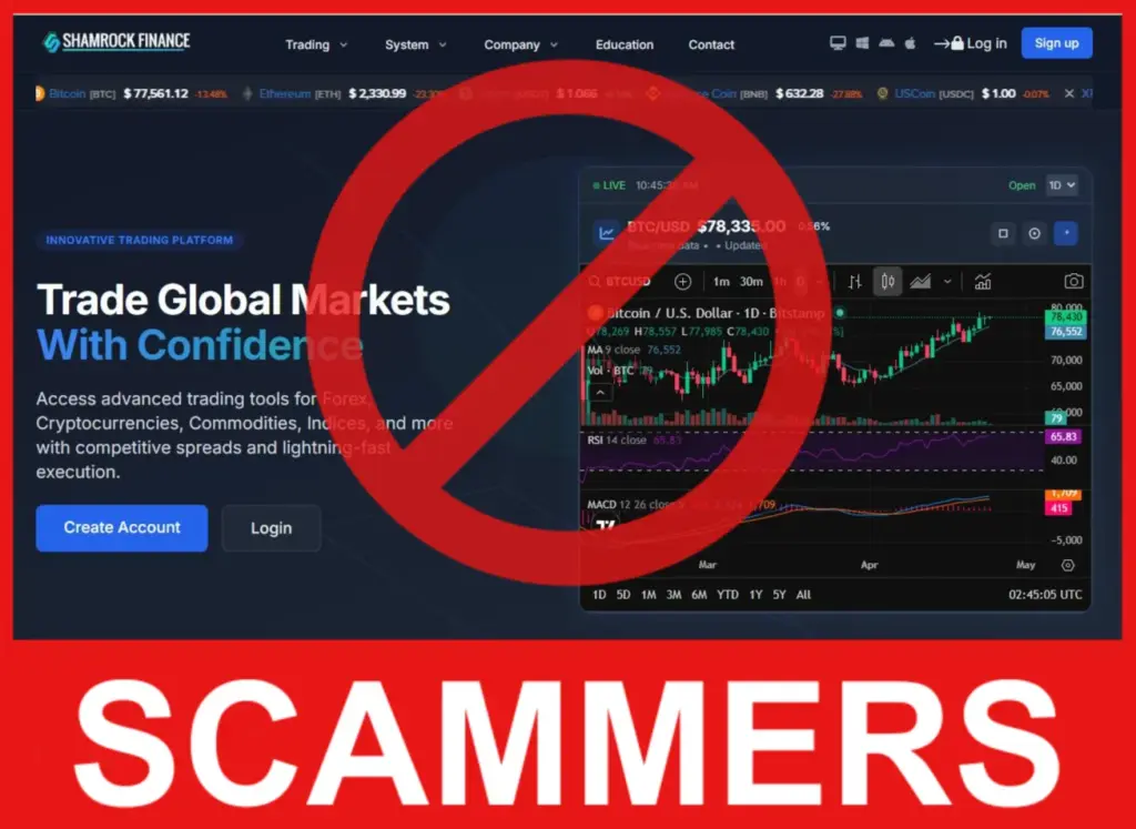 Shamrock Finance face screen