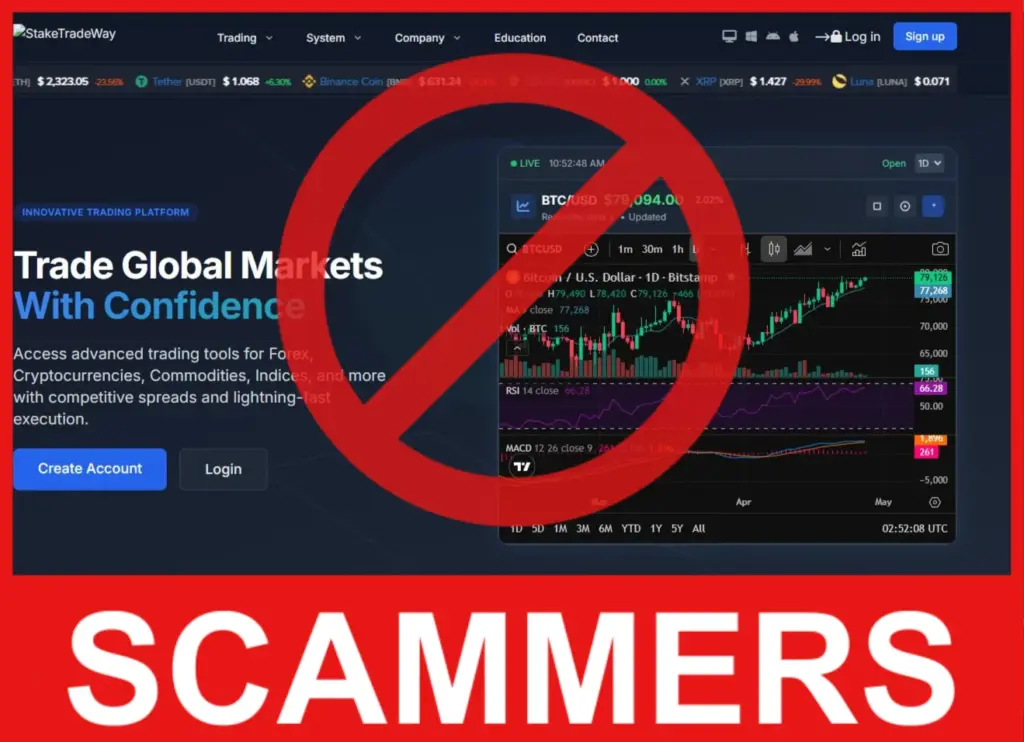 StakeTradeWay face screen