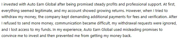 Auto Earn Global 1 screen
