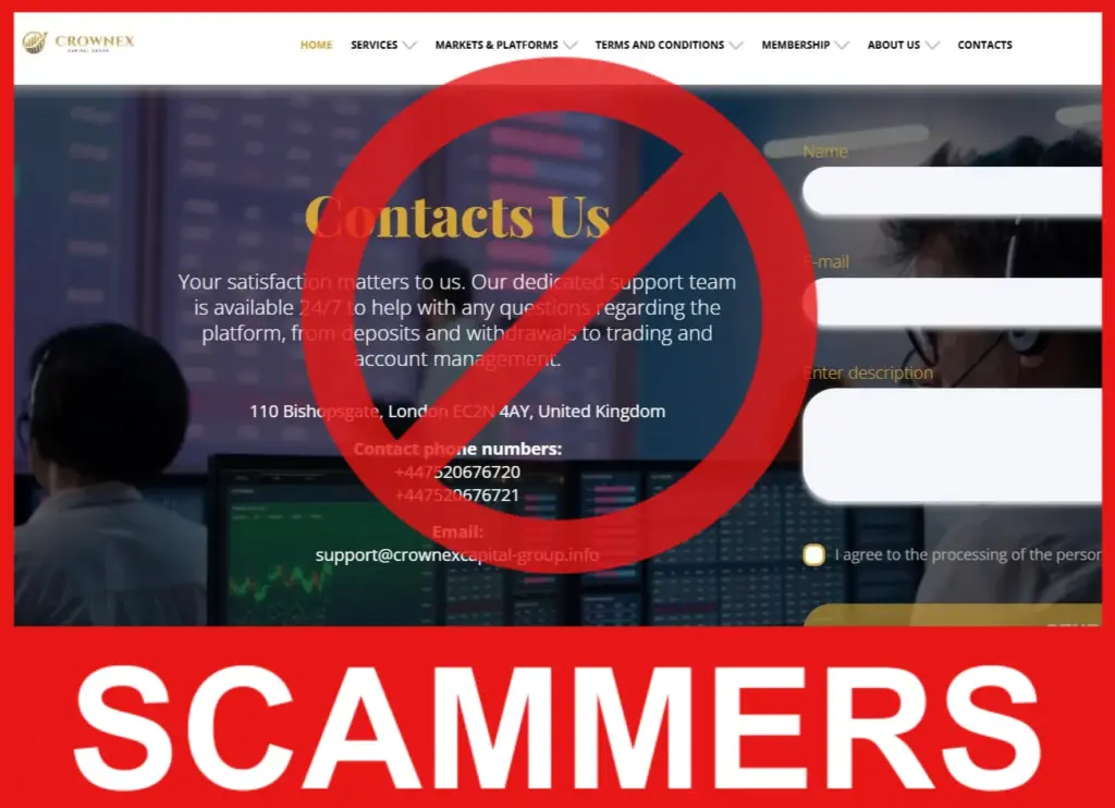 Crownex Capital Group face screen