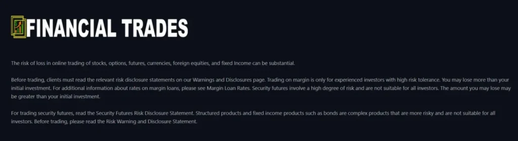 Financial Trades 1 screen