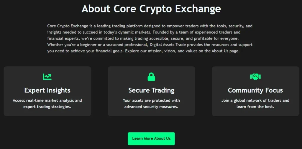 Core Crypto Exchange 2 screen