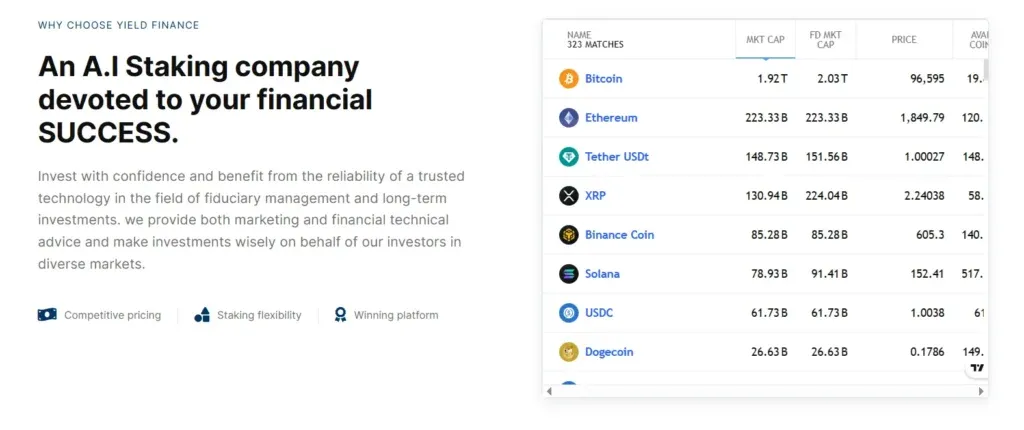 Yield Finance 2 screen