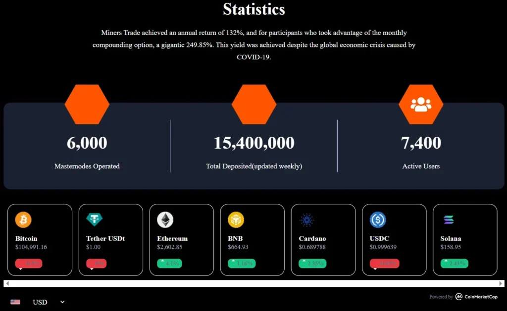 Miners Trades 1 screen