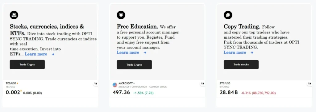 OPTI SYNC TRADING 1 screen