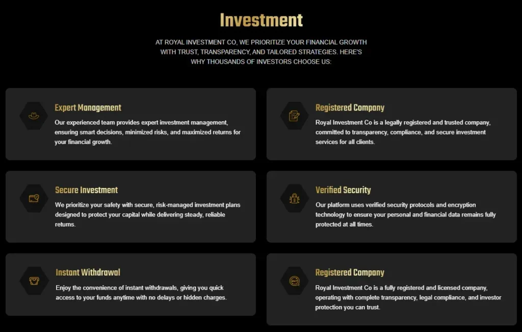 Royal Investment 1 screen
