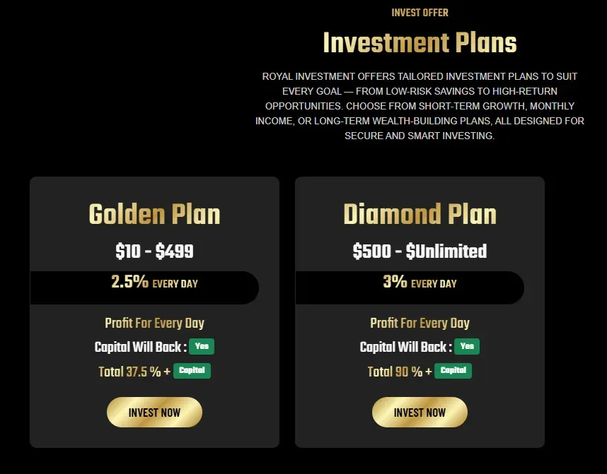 Royal Investment 2 screen